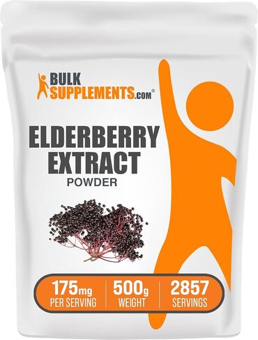 BulkSupplements.com Elderberry Extract Powder - Elderberry Supplements, from Black Elderberry - for Immune Support, Gluten Free - 175mg per Serving, 250g (8.8 oz) (Pack of 1) in Saudi Arabia