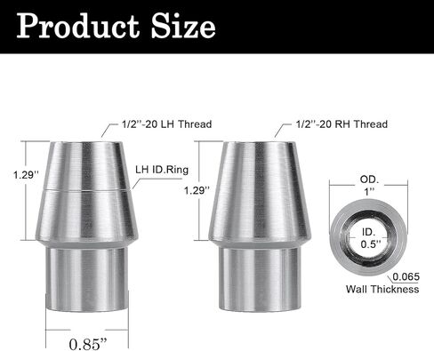1/2" Heim Joints Rod End Kit, 0.5" Chromoly Joints Panhard Kit Right and Left Hand Thread with Jam Nut and Bung (2 Pair) in Saudi Arabia