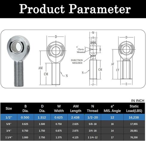 1/2" Heim Joints Rod End Kit, 0.5" Chromoly Joints Panhard Kit Right and Left Hand Thread with Jam Nut and Bung (2 Pair) in Saudi Arabia