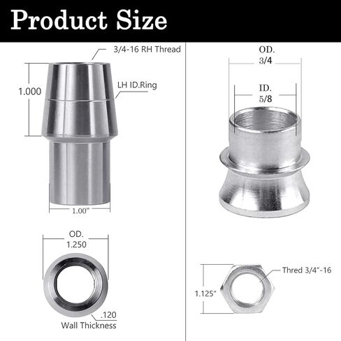 1/2" Heim Joints Rod End Kit, 0.5" Chromoly Joints Panhard Kit Right and Left Hand Thread with Jam Nut and Bung (2 Pair) in Saudi Arabia