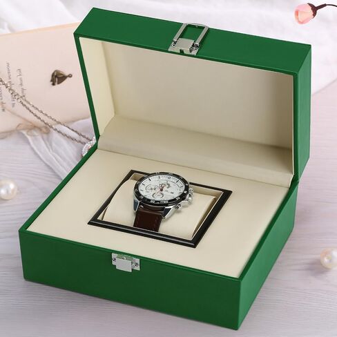 Noble Large Single Watch Gift Box for Men Women, PU Leather Big Watch Case, Luxury Travel Watch Storage Boxes Wristwatch Display Holder Cases with Removable Soft Pillow (Black) in Kuwait