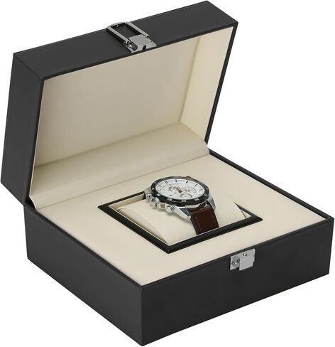 Noble Large Single Watch Gift Box for Men Women, PU Leather Big Watch Case, Luxury Travel Watch Storage Boxes Wristwatch Display Holder Cases with Removable Soft Pillow (Black) in Kuwait