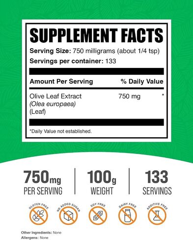 plksupplements.com مسحوق مستخلص أوراق الزيتون - ملحق الأعشاب ، مصدر مضادات الأكسدة ، مسحوق أوراق الزيتون - خالٍ من الغلوتين ، 750 ملغ لكل وجبة ، 500 جرام (1.1 رطل) (حزمة 1) in Kuwait