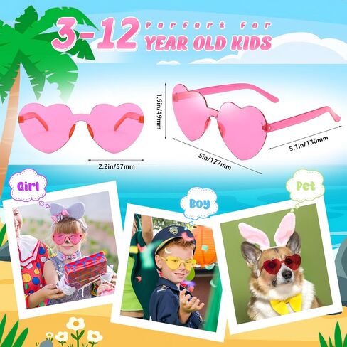 Pibupibu 20 Pack Kids Heart Sunglasses Bulk Party Favors Rimless Colorful Heart Glasses for Girls Boys in Saudi Arabia