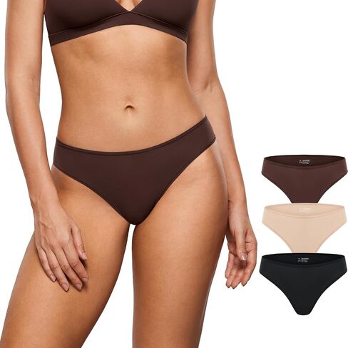 INLYRIC Women's Inbarely Soft Underwear - Cheeky Bikini High Cut Tagless Sexy Stretch Breathable Womens Panties 3 Pack in Saudi Arabia
