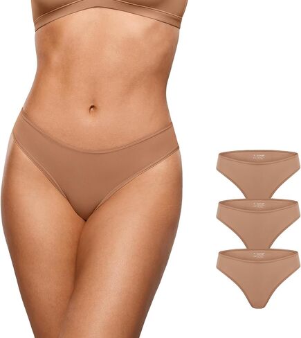 INLYRIC Women's Inbarely Soft Underwear - Cheeky Bikini High Cut Tagless Sexy Stretch Breathable Womens Panties 3 Pack in Saudi Arabia