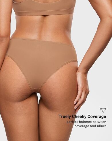 INLYRIC Women's Inbarely Soft Underwear - Cheeky Bikini High Cut Tagless Sexy Stretch Breathable Womens Panties 3 Pack in Saudi Arabia