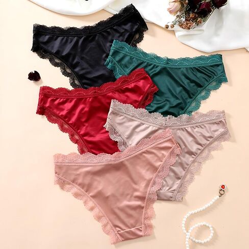 Kingfung Lace Underwear for Women Cheeky Bikini Womens Underwear Pack Sexy Lace Wasit Hipster Brief Panties for Ladies in Kuwait