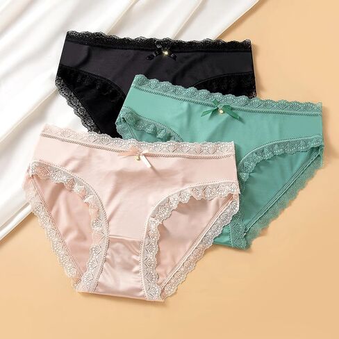 Kingfung Lace Underwear for Women Cheeky Bikini Womens Underwear Pack Sexy Lace Wasit Hipster Brief Panties for Ladies in Kuwait