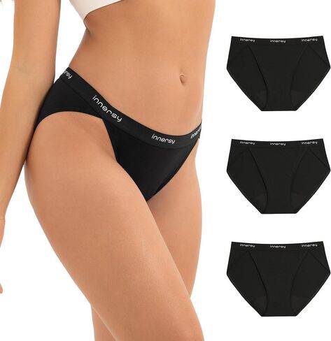 INNERSY Women's Bikini Period Underwear Cotton Menstrual Leakproof Panties 3-Pack in Saudi Arabia