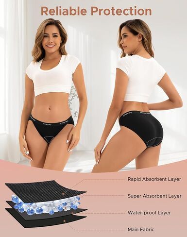 INNERSY Women's Bikini Period Underwear Cotton Menstrual Leakproof Panties 3-Pack in Saudi Arabia