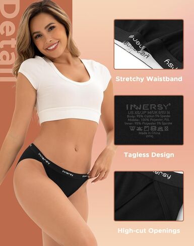 INNERSY Women's Bikini Period Underwear Cotton Menstrual Leakproof Panties 3-Pack in Saudi Arabia