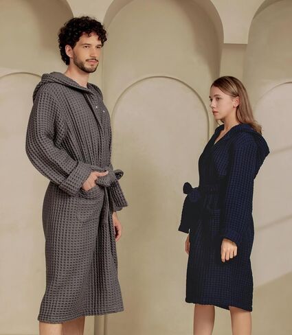 Luxury Hotel & Spa Silk-infused Japanese Cotton Waffle Unisex Hooded Bathrobe in Kuwait