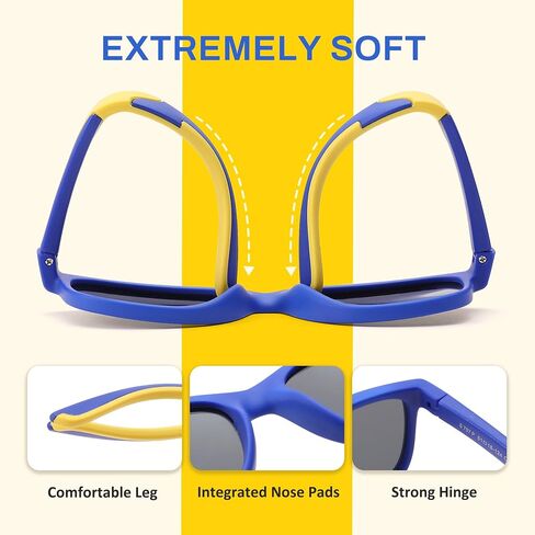 Pro Acme Toddler Sunglasses Kids Bollized UV400 حماية TPEE Retro Sun Glasses للأولاد الفتيات 2-8 in Saudi Arabia