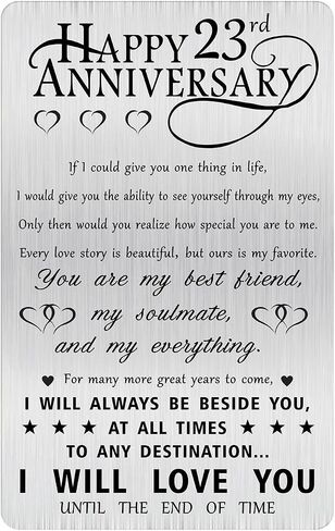 Alotozo 23rd Anniversary Special Gifts for Husband Him Men, Happy 23 Year Wedding Anniversary Engraved Wallet Card Gift for Her Wife Women in Saudi Arabia