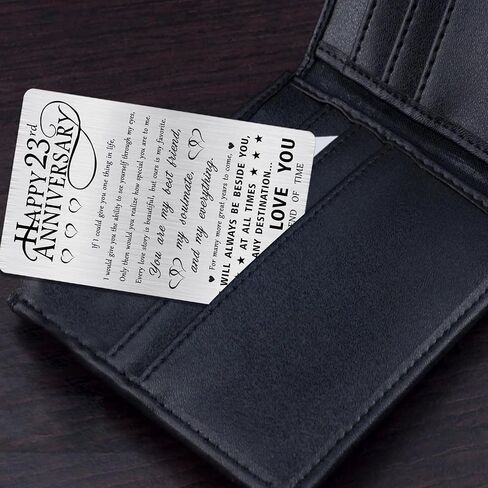 Alotozo 23rd Anniversary Special Gifts for Husband Him Men, Happy 23 Year Wedding Anniversary Engraved Wallet Card Gift for Her Wife Women in Saudi Arabia