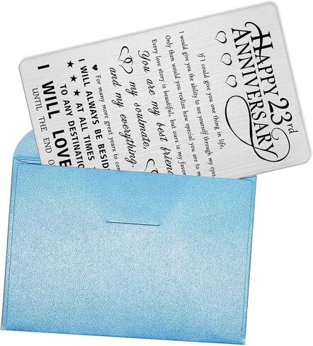 Alotozo 23rd Anniversary Special Gifts for Husband Him Men, Happy 23 Year Wedding Anniversary Engraved Wallet Card Gift for Her Wife Women in Saudi Arabia