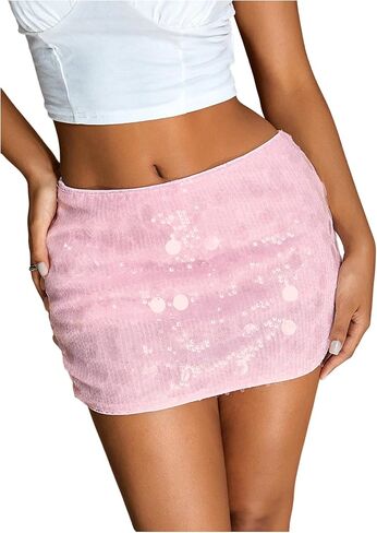 MakeMeChic Women's Sequin Sparkly Skirt Mini Micro Glitter Y2k Low Rise Summer Skirt in Saudi Arabia