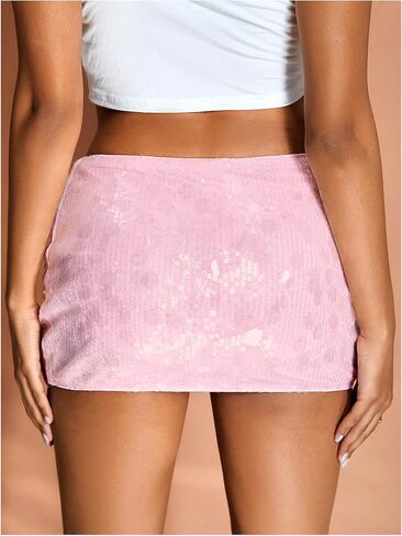 MakeMeChic Women's Sequin Sparkly Skirt Mini Micro Glitter Y2k Low Rise Summer Skirt in Saudi Arabia