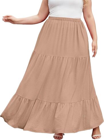 شيجيالي للسيدات بالإضافة إلى حجم بوهو عالي الخصر ذي الخصر المتدفق الفقرة العصرية الأزهار الطويلة الطويلة مع جيوب in Kuwait