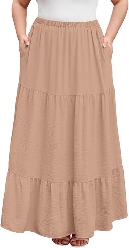 شيجيالي للسيدات بالإضافة إلى حجم بوهو عالي الخصر ذي الخصر المتدفق الفقرة العصرية الأزهار الطويلة الطويلة مع جيوب in Kuwait