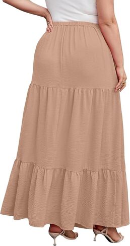 شيجيالي للسيدات بالإضافة إلى حجم بوهو عالي الخصر ذي الخصر المتدفق الفقرة العصرية الأزهار الطويلة الطويلة مع جيوب in Kuwait