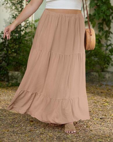 شيجيالي للسيدات بالإضافة إلى حجم بوهو عالي الخصر ذي الخصر المتدفق الفقرة العصرية الأزهار الطويلة الطويلة مع جيوب in Kuwait