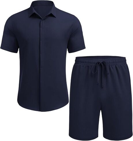 Men's 2 Piece Outfits Summer Beach Short Sleeve Shirts and Shorts Vacation Outfits Shirt and Shorts Sets for Men in Saudi Arabia