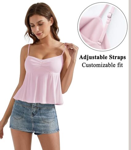 Omkagi لطيف peplum قمم القميصات للنساء المبني في حمالة صوتية الخروج من Tank Top in Kuwait