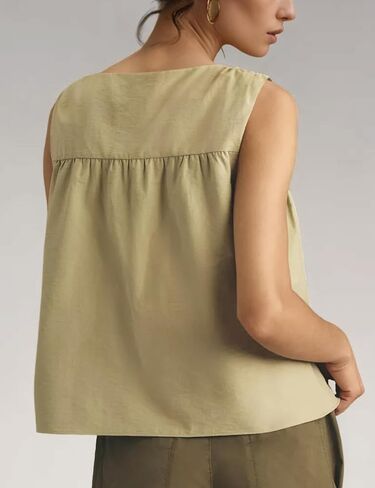 Wyeysyt Peplum Tops for Women Shirred Swing Tank Tops Pleated Flowy Vest Casual Sleeveless Blouse Loose Fit Ruffled Shirts in Saudi Arabia