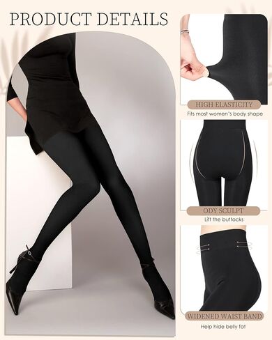 Foaincore 4 Pairs Fleece Lined Tights Women Fleece Lined Leggings Translucent Winter Sheer Tights Warm Pantyhose for Women in Saudi Arabia