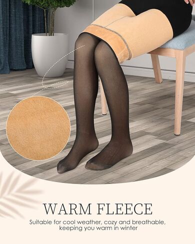 Foaincore 4 Pairs Fleece Lined Tights Women Fleece Lined Leggings Translucent Winter Sheer Tights Warm Pantyhose for Women in Saudi Arabia