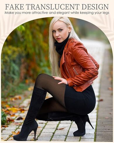 Foaincore 4 Pairs Fleece Lined Tights Women Fleece Lined Leggings Translucent Winter Sheer Tights Warm Pantyhose for Women in Saudi Arabia