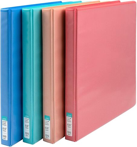 Yoobi 1 Inch Binder Set – 3-Ring Binders with 2 Pockets – Perfect for School or Office – Holds up to 220 Sheets – 4 Pack – Palm Leaves in Saudi Arabia
