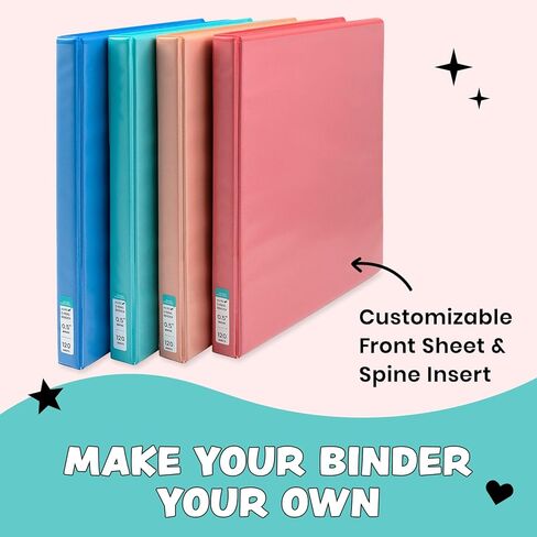 Yoobi 1 Inch Binder Set – 3-Ring Binders with 2 Pockets – Perfect for School or Office – Holds up to 220 Sheets – 4 Pack – Palm Leaves in Saudi Arabia