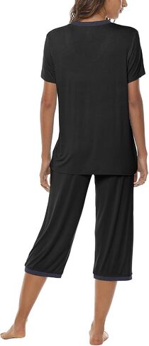 JINSHI Women's Pajamas Set Short Sleeve Top and Capri Pants Lightweight Sleepwear Comfy Pjs Lounge Set with Pockets in Saudi Arabia