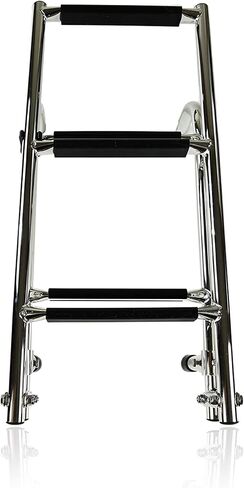 MARINE CITY 304 Grade Stainless Steel Anti Slip 1+2 Steps Folding Transom Boarding Ladder Folding Dock Ladder for Marines – Boats – Yachts – Swimming Pools (Pack of 1) in Saudi Arabia