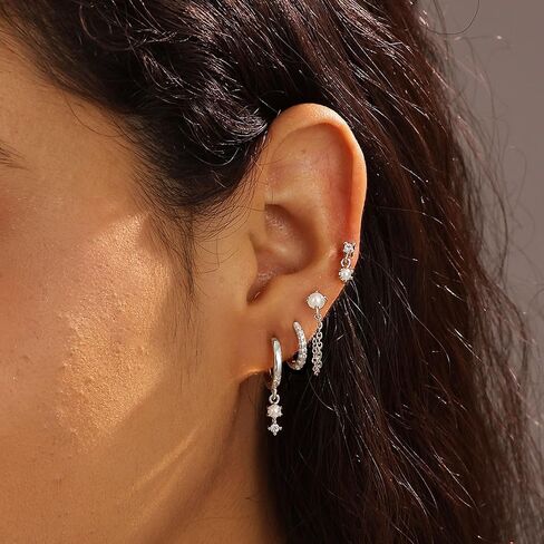 Gold Earrings for Women, 14k Gold Plated Earring Stack Hypoallergenic Pearl Drop Earring Dainty Gold Earrings for Women Trendy Cute Small Huggie Hoop Earring Fashion Womens Jewelry in Kuwait