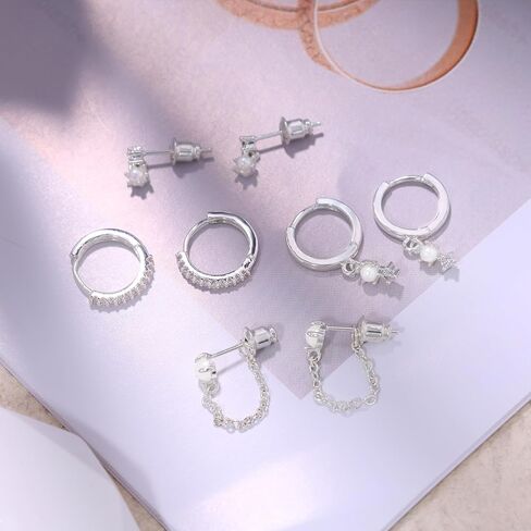 Gold Earrings for Women, 14k Gold Plated Earring Stack Hypoallergenic Pearl Drop Earring Dainty Gold Earrings for Women Trendy Cute Small Huggie Hoop Earring Fashion Womens Jewelry in Kuwait