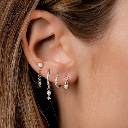 Gold Earrings for Women, 14k Gold Plated Earring Stack Hypoallergenic Pearl Drop Earring Dainty Gold Earrings for Women Trendy Cute Small Huggie Hoop Earring Fashion Womens Jewelry in Kuwait
