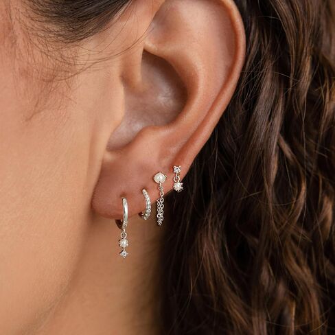 Gold Earrings for Women, 14k Gold Plated Earring Stack Hypoallergenic Pearl Drop Earring Dainty Gold Earrings for Women Trendy Cute Small Huggie Hoop Earring Fashion Womens Jewelry in Kuwait