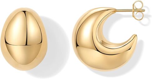 PAVOI 14K Gold Plated Sterling Silver Posts Statement Earrings for Women - Geometric Dome Teardrop Drop Dangle Hoop Chunky Gold Earrings in Saudi Arabia