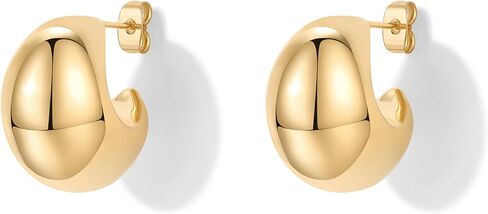 PAVOI 14K Gold Plated Sterling Silver Posts Statement Earrings for Women - Geometric Dome Teardrop Drop Dangle Hoop Chunky Gold Earrings in Saudi Arabia