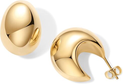 PAVOI 14K Gold Plated Sterling Silver Posts Statement Earrings for Women - Geometric Dome Teardrop Drop Dangle Hoop Chunky Gold Earrings in Saudi Arabia