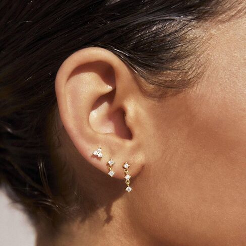 Gold Earrings for Women, 14k Gold Plated Earring Stack Hypoallergenic Pearl Drop Earring Dainty Gold Earrings for Women Trendy Cute Small Huggie Hoop Earring Fashion Womens Jewelry in Kuwait