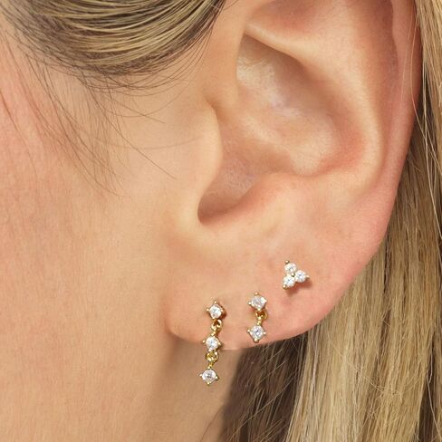 Gold Earrings for Women, 14k Gold Plated Earring Stack Hypoallergenic Pearl Drop Earring Dainty Gold Earrings for Women Trendy Cute Small Huggie Hoop Earring Fashion Womens Jewelry in Kuwait