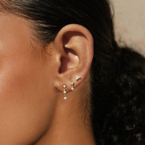 Gold Earrings for Women, 14k Gold Plated Earring Stack Hypoallergenic Pearl Drop Earring Dainty Gold Earrings for Women Trendy Cute Small Huggie Hoop Earring Fashion Womens Jewelry in Kuwait