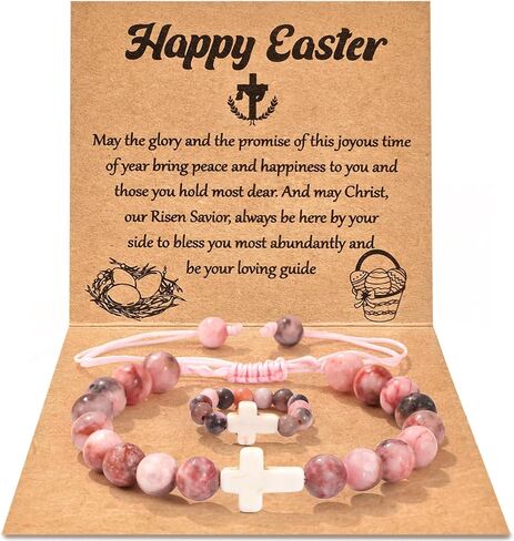 Easter Basket Stuffers, Cross Bracelet & Ring Set Easter Gifts for Teens Girls Boys, Religious Jewelry for Baptism Communion Confirmation in Kuwait