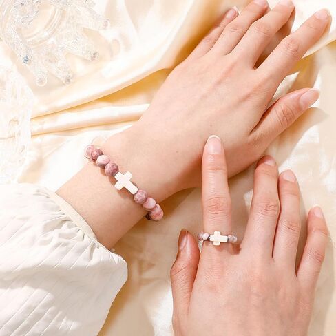 Easter Basket Stuffers, Cross Bracelet & Ring Set Easter Gifts for Teens Girls Boys, Religious Jewelry for Baptism Communion Confirmation in Kuwait