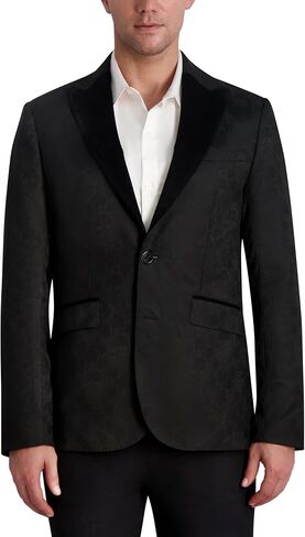 Karl Lagerfeld Paris Men's 2 Button Long Sleeve Skull Jacquard Blazer in Saudi Arabia